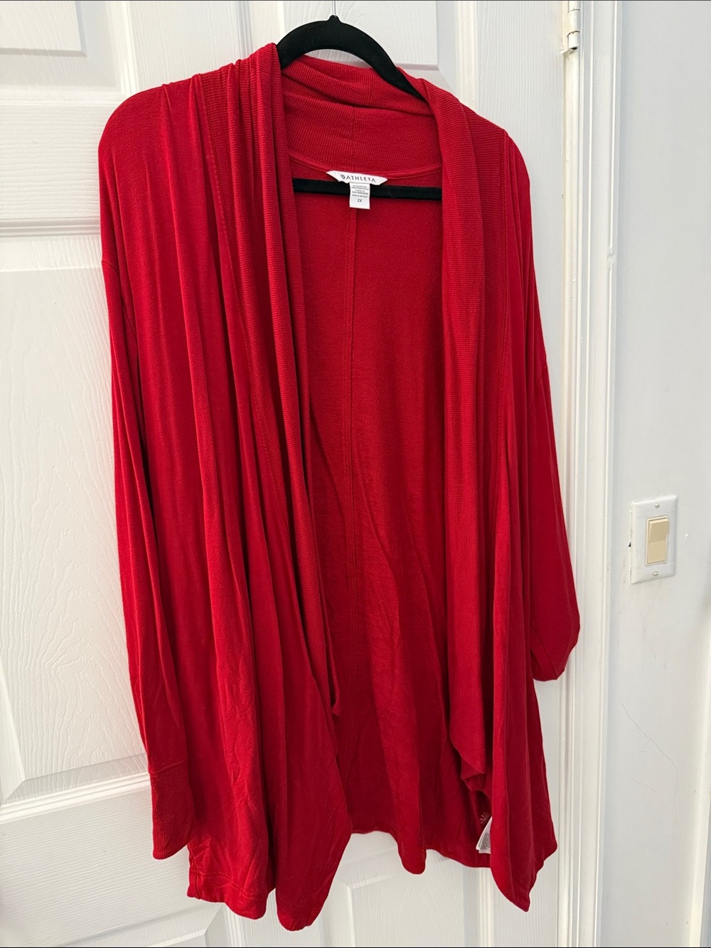Athleta Red Open-Front Draped Cardigan